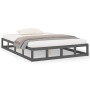 Estructura de cama doble madera maciza gris 135x190 cm de vidaXL, Camas y somieres - Ref: Foro24-820838, Precio: 128,91 €, De...