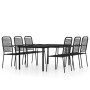 Juego de comedor de jardín 7 piezas negro de vidaXL, Conjuntos de jardín - Ref: Foro24-3099141, Precio: 516,90 €, Descuento: %