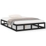 Estructura de cama doble de madera maciza negro 135x190 cm de vidaXL, Camas y somieres - Ref: Foro24-820840, Precio: 140,99 €...