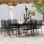 Juego de comedor de jardín 9 piezas negro de vidaXL, Conjuntos de jardín - Ref: Foro24-3099142, Precio: 603,85 €, Descuento: %