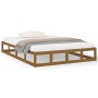 Estructura de cama doble madera maciza marrón miel 135x190 cm de vidaXL, Camas y somieres - Ref: Foro24-820839, Precio: 140,4...