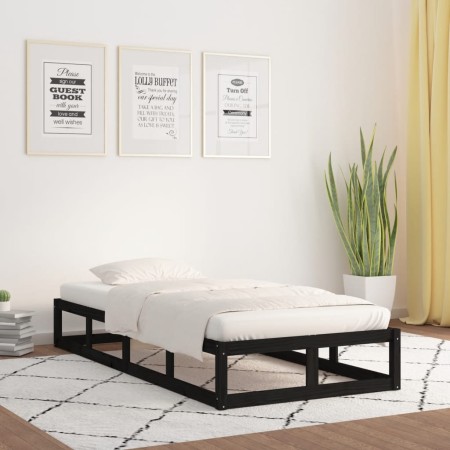 Black single solid wood bed frame 75x190 cm by vidaXL, Beds and slatted bases - Ref: Foro24-820825, Price: 102,99 €, Discount: %