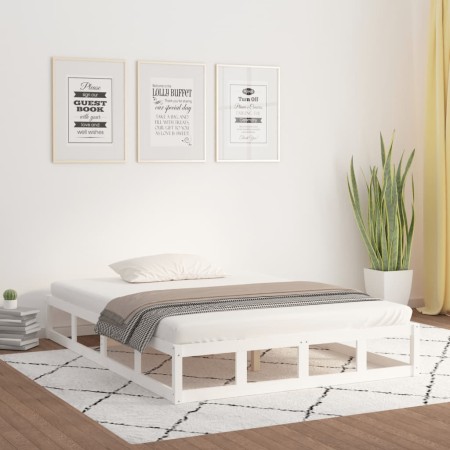 White solid wood bed frame 200x200 cm by vidaXL, Beds and slatted bases - Ref: Foro24-820817, Price: 126,99 €, Discount: %