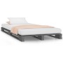 Cama de palets madera maciza de pino gris 90x200 cm de vidaXL, Camas y somieres - Ref: Foro24-821379, Precio: 122,14 €, Descu...