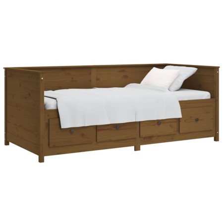 Sofá cama de madera maciza de pino marrón miel 90x190 cm de vidaXL, Camas y somieres - Ref: Foro24-820914, Precio: 348,99 €, ...