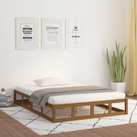 Honey brown solid wood bed frame 200x200 cm by vidaXL, Beds and slatted bases - Ref: Foro24-820819, Price: 177,68 €, Discount: %