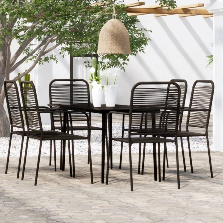 Juego de comedor de jardín 7 piezas negro de vidaXL, Conjuntos de jardín - Ref: Foro24-3099146, Precio: 415,54 €, Descuento: %