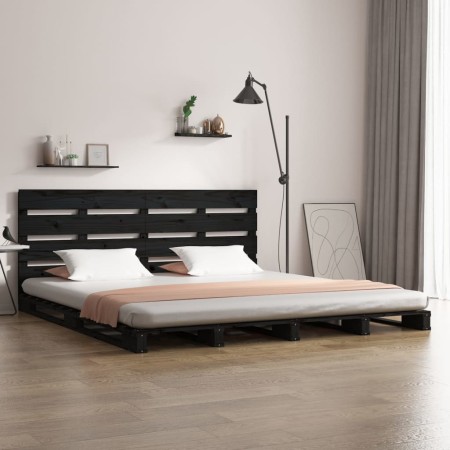 Estructura de cama madera maciza de pino negro 135x190 cm de vidaXL, Camas y somieres - Ref: Foro24-3120166, Precio: 220,99 €...