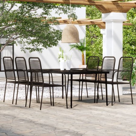 Garden dining set 7 pieces black by vidaXL, Garden sets - Ref: Foro24-3099147, Price: 501,99 €, Discount: %