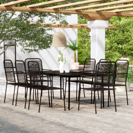 Juego de comedor de jardín 9 piezas negro de vidaXL, Conjuntos de jardín - Ref: Foro24-3099148, Precio: 594,96 €, Descuento: %