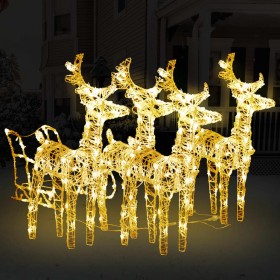 Weihnachtsdekoration mit Rentieren und Schlitten aus Acryl mit 240 LEDs von vidaXL, Weihnachtsbeleuchtung - Ref: Foro24-31004...