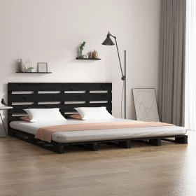 Estructura de cama de madera maciza de pino negro 160x200 cm de vidaXL, Camas y somieres - Ref: Foro24-3120146, Precio: 245,9...