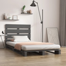 Gray pine solid wood bed frame 75x190 cm by vidaXL, Beds and slatted bases - Ref: Foro24-3120159, Price: 135,94 €, Discount: %