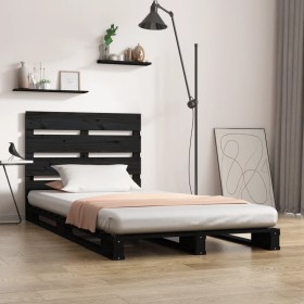 Estructura de cama madera maciza pino negro 75x190 cm de vidaXL, Camas y somieres - Ref: Foro24-3120161, Precio: 153,99 €, De...