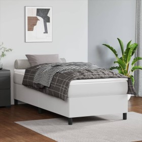 White synthetic leather bed frame 90x200 cm by vidaXL, Beds and slatted bases - Ref: Foro24-3121024, Price: 107,99 €, Discoun...