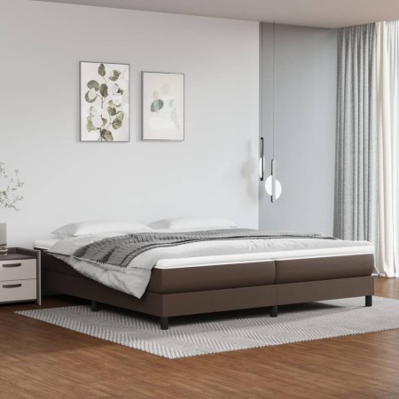 Brown synthetic leather bed frame 200x200 cm by vidaXL, Beds and slatted bases - Ref: Foro24-3120721, Price: 126,63 €, Discou...