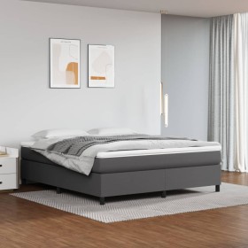 Gray synthetic leather bed frame 200x200 cm by vidaXL, Beds and slatted bases - Ref: Foro24-3121063, Price: 158,99 €, Discoun...