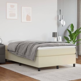 Box spring bed frame cream synthetic leather 120x200 cm by vidaXL, Beds and slatted bases - Ref: Foro24-3121037, Price: 120,9...