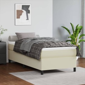 Cream synthetic leather bed frame 90x190 cm by vidaXL, Beds and slatted bases - Ref: Foro24-3121019, Price: 97,99 €, Discount: %