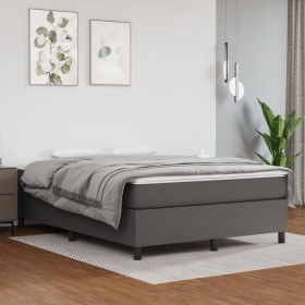 Gray synthetic leather bed frame 140x200 cm by vidaXL, Beds and slatted bases - Ref: Foro24-3121051, Price: 118,99 €, Discoun...