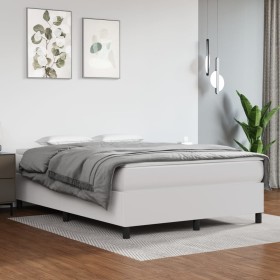 White synthetic leather bed frame 140x190 cm by vidaXL, Beds and slatted bases - Ref: Foro24-3121042, Price: 146,68 €, Discou...