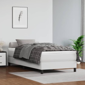 White synthetic leather bed frame 100x200 cm by vidaXL, Beds and slatted bases - Ref: Foro24-3120683, Price: 91,83 €, Discoun...