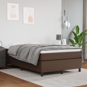 Brown synthetic leather box spring bed frame 120x200 cm by vidaXL, Beds and slatted bases - Ref: Foro24-3121038, Price: 130,9...