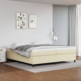 Cream synthetic leather bed frame 200x200 cm by vidaXL, Beds and slatted bases - Ref: Foro24-3121067, Price: 138,29 €, Discou...