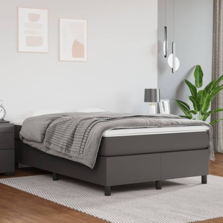 Gray synthetic leather box spring bed frame 120x200 cm by vidaXL, Beds and slatted bases - Ref: Foro24-3121039, Price: 142,99...