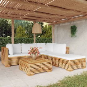 6-teiliges Gartenmöbel-Set und Kissen aus massivem Teakholz von vidaXL, Gartensets - Ref: Foro24-3100859, Preis: 986,99 €, Ra...