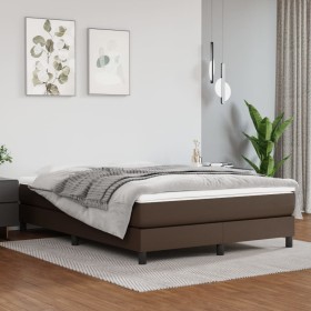 Brown synthetic leather bed frame 140x200 cm by vidaXL, Beds and slatted bases - Ref: Foro24-3120703, Price: 117,99 €, Discou...