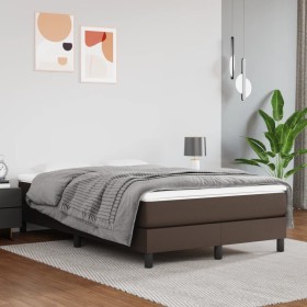 Brown synthetic leather bed frame 120x200 cm by vidaXL, Beds and slatted bases - Ref: Foro24-3120691, Price: 105,86 €, Discou...