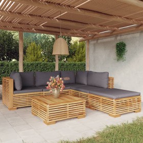 6-piece garden furniture set and solid teak wood cushions by vidaXL, Garden sets - Ref: Foro24-3100860, Price: 1,00 €, Discou...