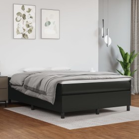 Black synthetic leather bed frame 140x190 cm by vidaXL, Beds and slatted bases - Ref: Foro24-3121041, Price: 123,99 €, Discou...