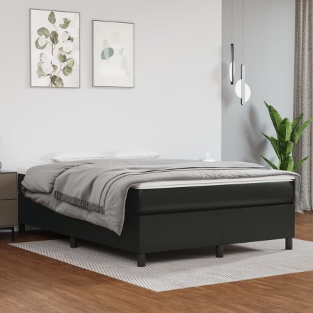 Black synthetic leather bed frame 140x190 cm by vidaXL, Beds and slatted bases - Ref: Foro24-3121041, Price: 115,46 €, Discou...