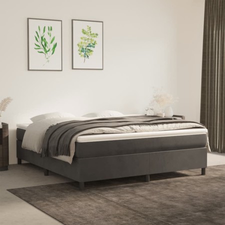 Estructura de cama de terciopelo gris oscuro 160x200 cm de vidaXL, Camas y somieres - Ref: Foro24-3121127, Precio: 124,61 €, ...