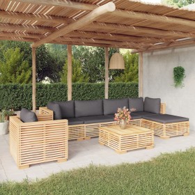 7-teiliges Gartenmöbel-Set und Kissen aus massivem Teakholz von vidaXL, Gartensets - Ref: Foro24-3100862, Preis: 1,00 €, Raba...