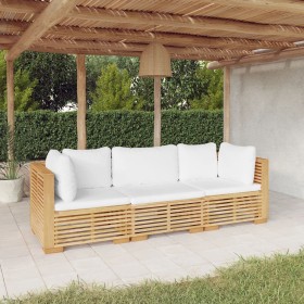 3-teiliges Gartenmöbel-Set und Kissen aus massivem Teakholz von vidaXL, Gartensets - Ref: Foro24-3100865, Preis: 554,99 €, Ra...