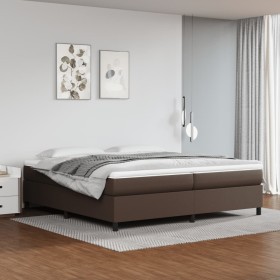 Brown synthetic leather box spring bed frame 200x200 cm by vidaXL, Beds and slatted bases - Ref: Foro24-3121068, Price: 127,9...