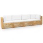 4-piece garden furniture set and solid teak wood cushions by vidaXL, Garden sets - Ref: Foro24-3100867, Price: 708,99 €, Disc...