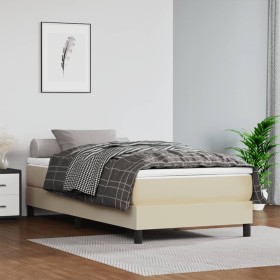 Cream synthetic leather box spring bed frame 80x200 cm by vidaXL, Beds and slatted bases - Ref: Foro24-3120666, Price: 85,99 ...