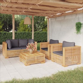 5-teiliges Gartenmöbel-Set und Kissen aus massivem Teakholz von vidaXL, Gartensets - Ref: Foro24-3100870, Preis: 1,00 €, Raba...