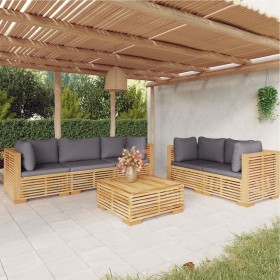 6-teiliges Gartenmöbel-Set und Kissen aus massivem Teakholz von vidaXL, Gartensets - Ref: Foro24-3100872, Preis: 1,00 €, Raba...