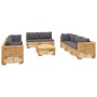 Juego muebles de jardín 9 piezas y cojines madera maciza teca de vidaXL, Conjuntos de jardín - Ref: Foro24-3100874, Precio: 1...