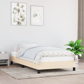 Cream fabric bed frame 100x200 cm by vidaXL, Beds and slatted bases - Ref: Foro24-346701, Price: 88,22 €, Discount: %