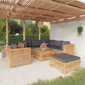 8-piece garden furniture set and solid teak wood cushions by vidaXL, Garden sets - Ref: Foro24-3100878, Price: 1,00 €, Discou...