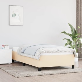 Cream fabric bed frame 100x200 cm by vidaXL, Beds and slatted bases - Ref: Foro24-347047, Price: 108,99 €, Discount: %