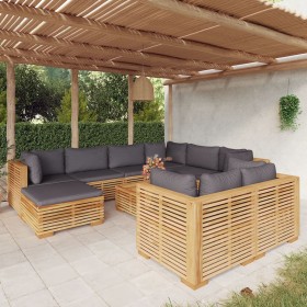 Garden furniture set 10 pieces and solid teak wood cushions by vidaXL, Garden sets - Ref: Foro24-3100882, Price: 1,00 €, Disc...