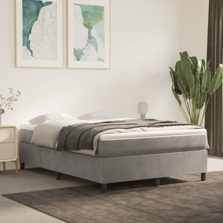 Estructura de cama de terciopelo gris claro 140x190 cm de vidaXL, Camas y somieres - Ref: Foro24-3121114, Precio: 142,60 €, D...