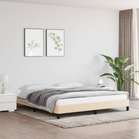 Estructura de cama tela color crema 180x200 cm de vidaXL, Camas y somieres - Ref: Foro24-346741, Precio: 126,99 €, Descuento: %